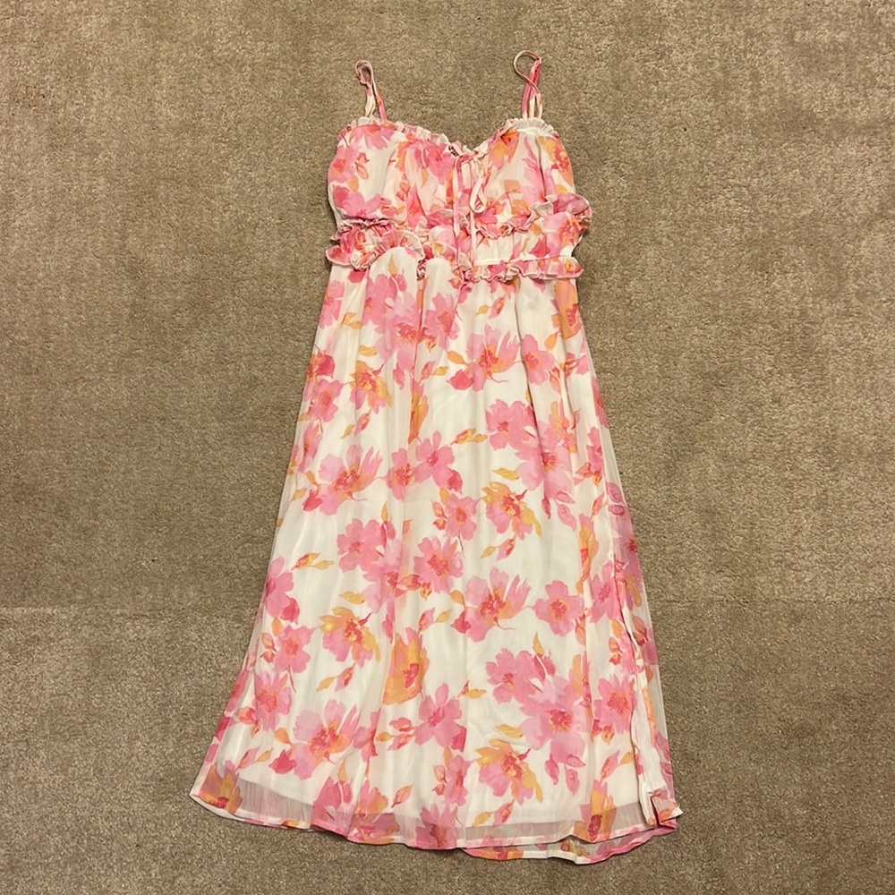 Pink and Orange Floral Dress